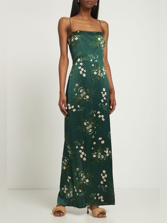 Reformation Dresses & Skirts - Reformation Frankie Floral Silk Maxi Dress in Buena Green Size 8